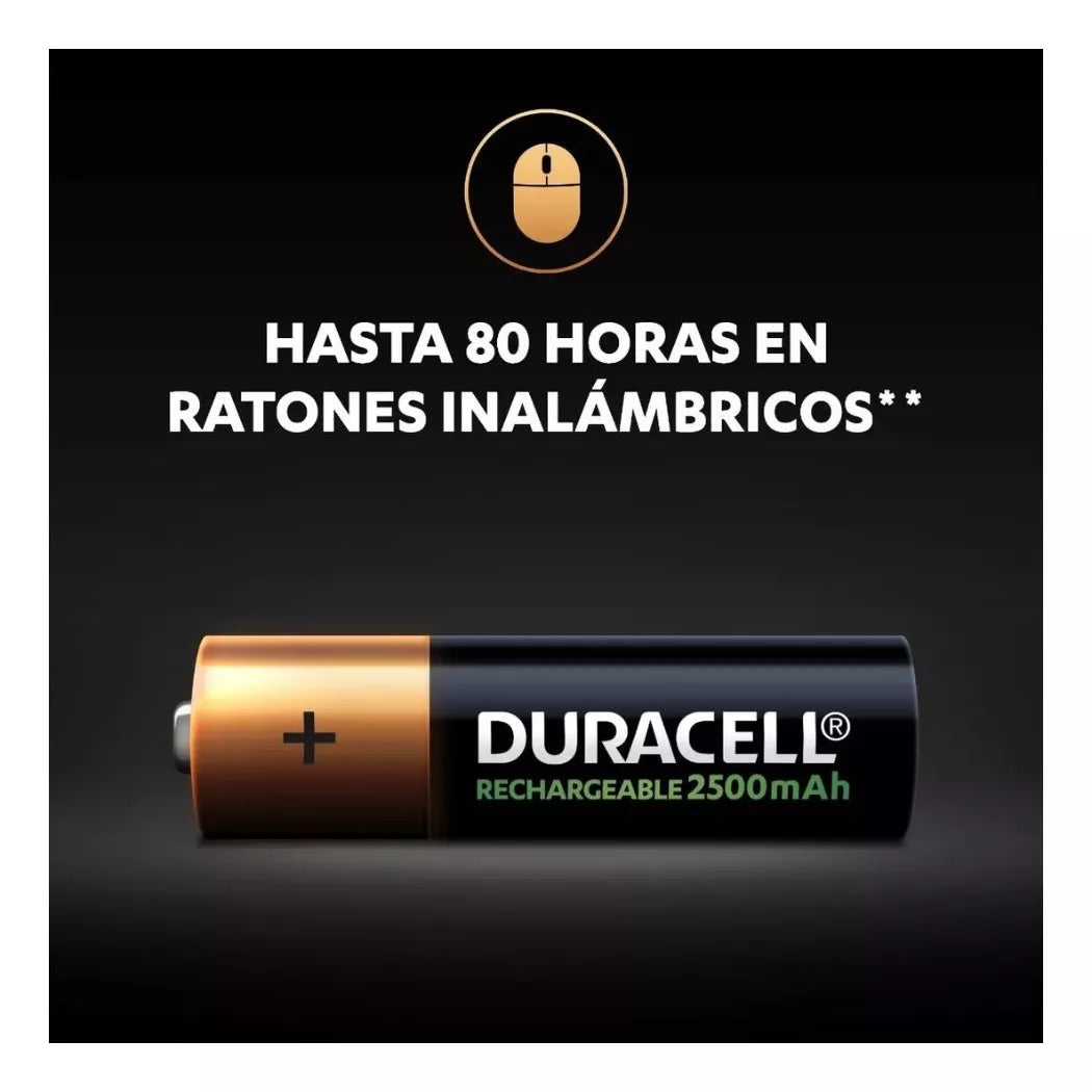 Pack 4 Pilas Recargables Aa Duracell De 2500 Mah 1.2v