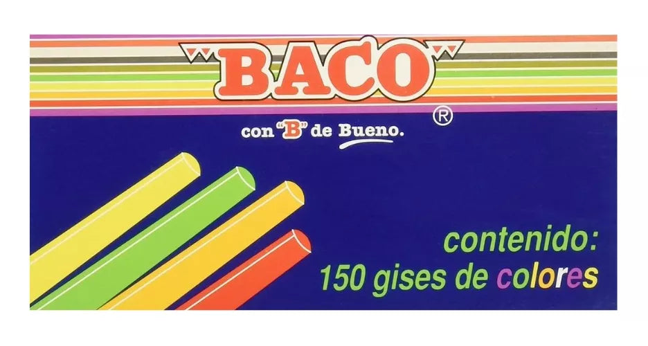 Caja 150 Gises 12 Colores Surtidos Comprimidos Baco Pizarron