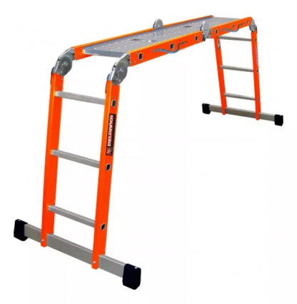 Escalera Acero Multiposiciones Peldaños Naranja 12 Escalones