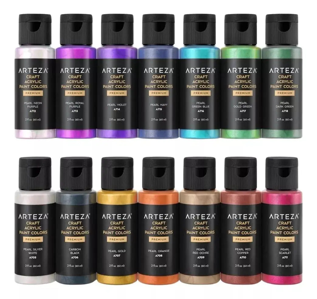 14 Botes De Pinturas Acrilicas Arteza Aperladas 60 Ml C/u - Coveme