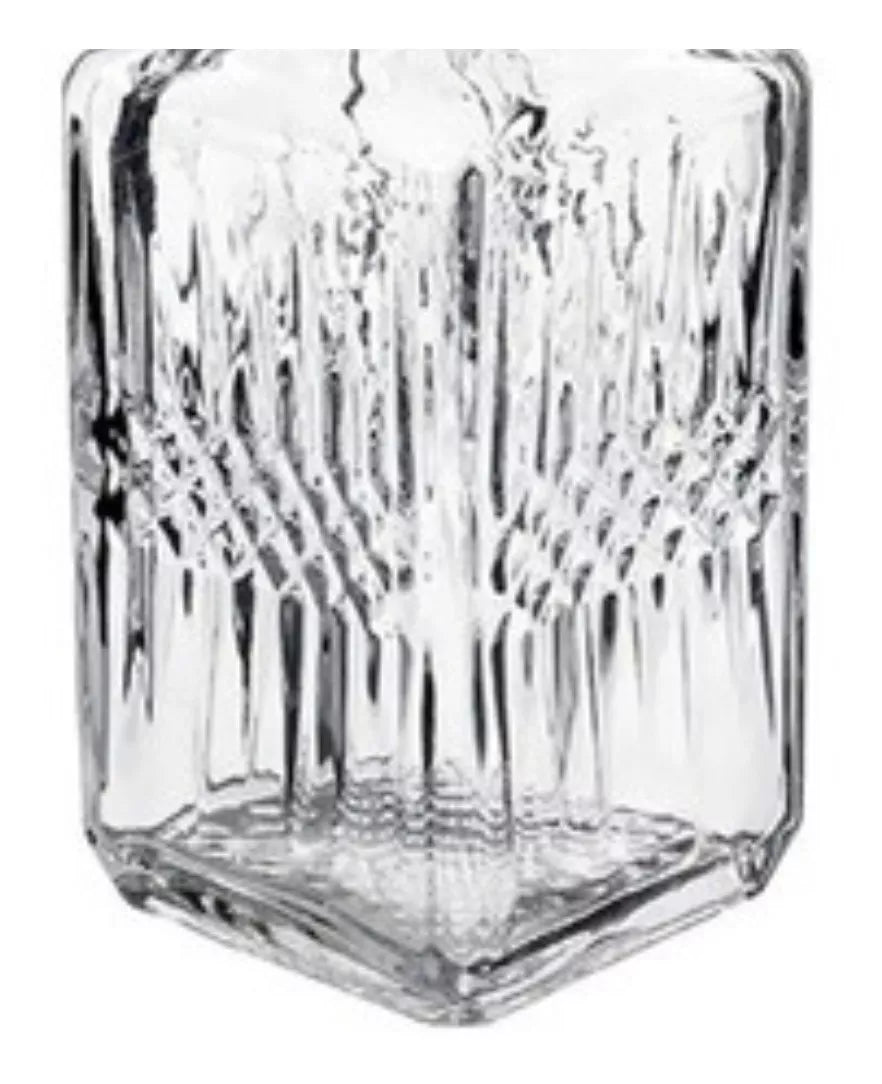 2 Pz Licorera Cuadrada Grande Rodas 750ml Vidrio Cristal