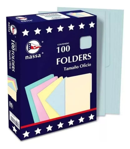 Folder Oficio Nassa Color Azul C/100pz