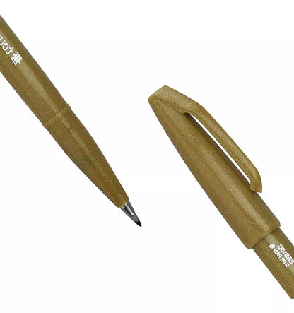 6 Plumas Brush Up Pentel Marcadores Punta Fieltro Tinta Ocre