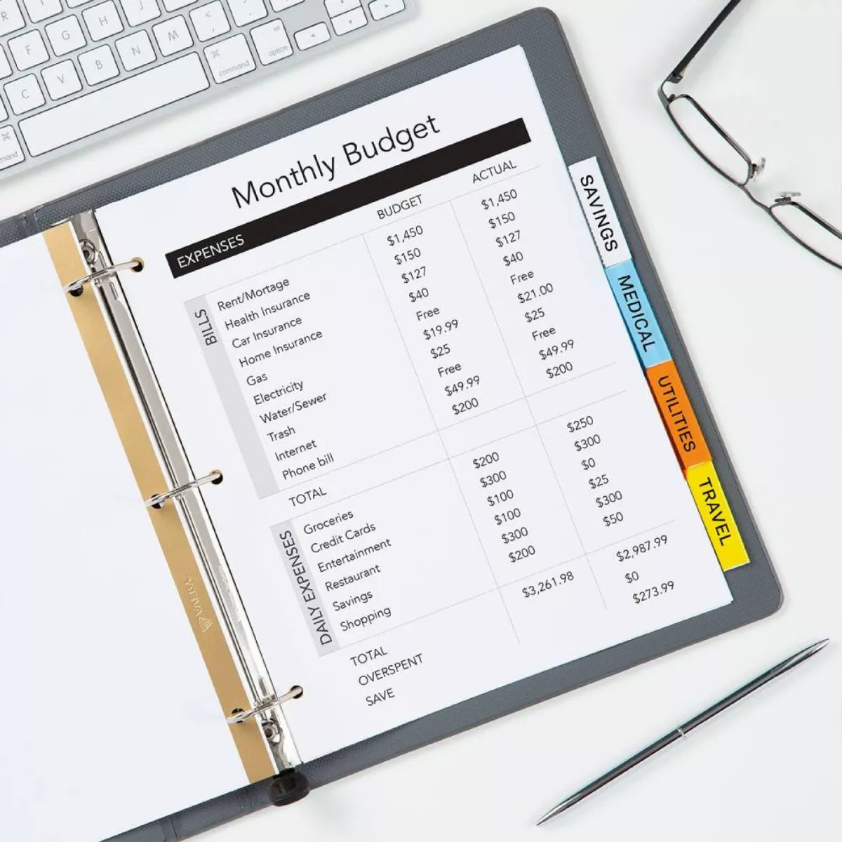 5 Separadores Carpeta Insertable C/pestañas Avery Multicolor