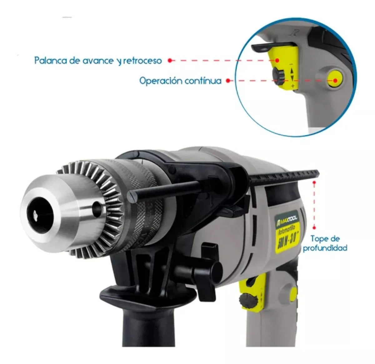 Rotomartillo/taladro 500w Maxtool 3/8 Pulgadas