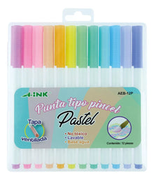 12 Plumones Marcadores A-ink Punta Tipo Pincel Color Pastel