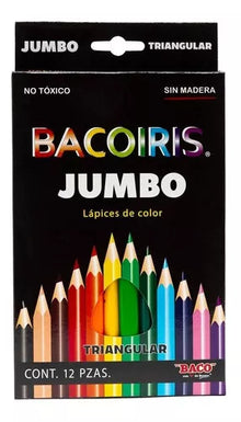 12 Lapices Colores Jumbo Baco Triangular Bacoiris Escolar