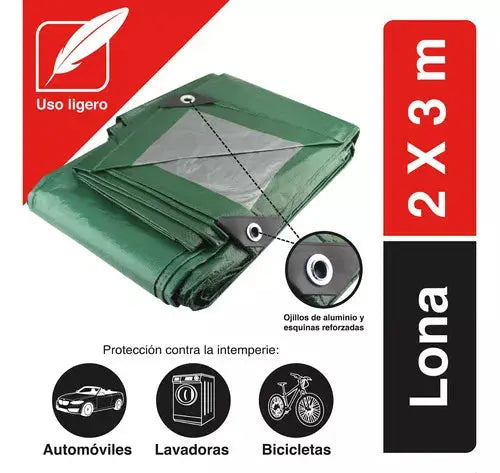 Lona Santul Uso Ligero Reforzada Polietileno 2x3m Verde 5464 - Santul - vista lateral