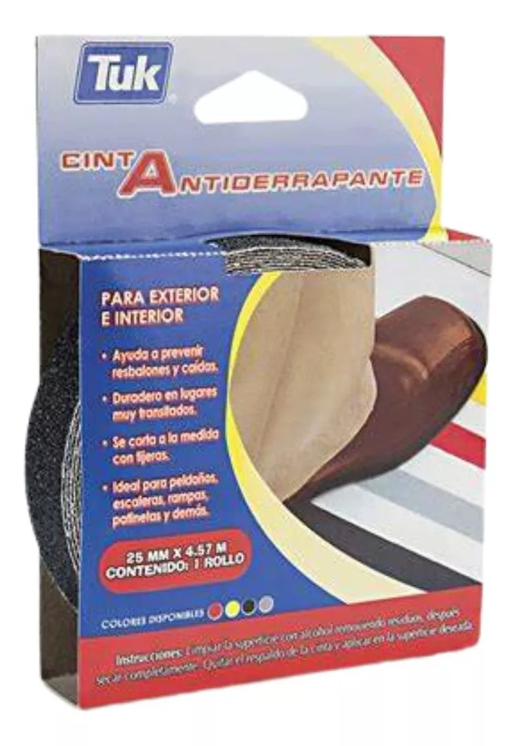 Cinta Adhesiva Antiderrapante Tuk Color Negro 25mm X 4.57m