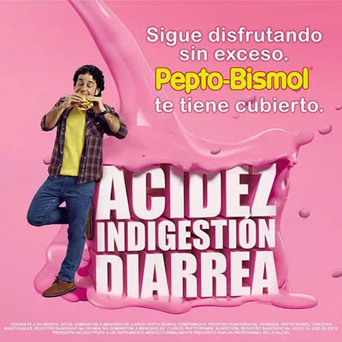 Pepto Bismol 4 Tabletas Masticables Cubre Protege Alivia