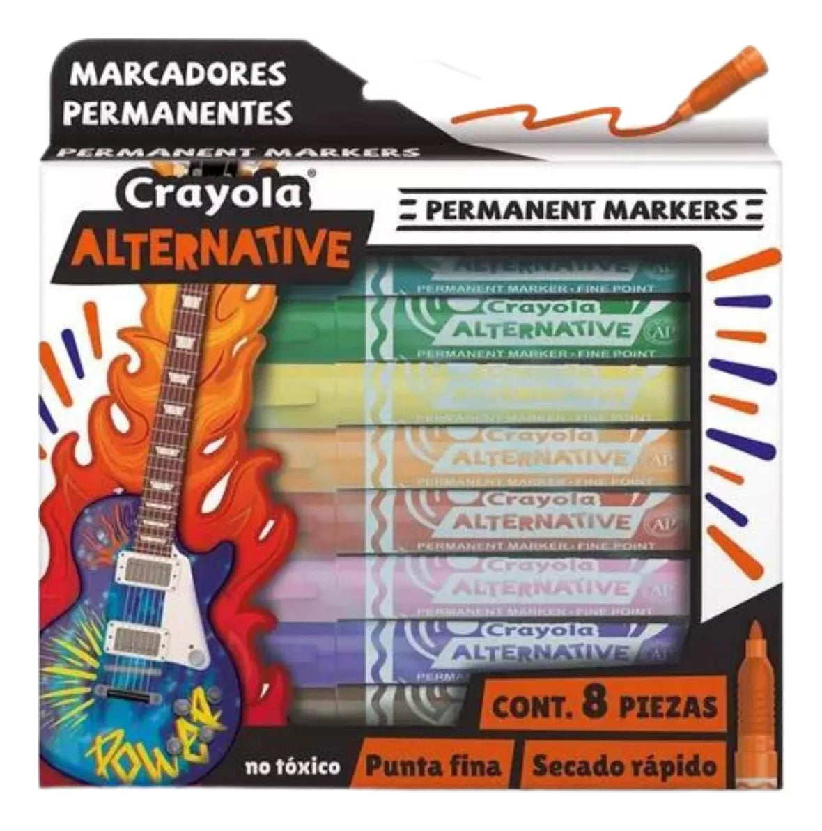 8 Marcadores Permanente Alternative Crayola Punta Fina Color