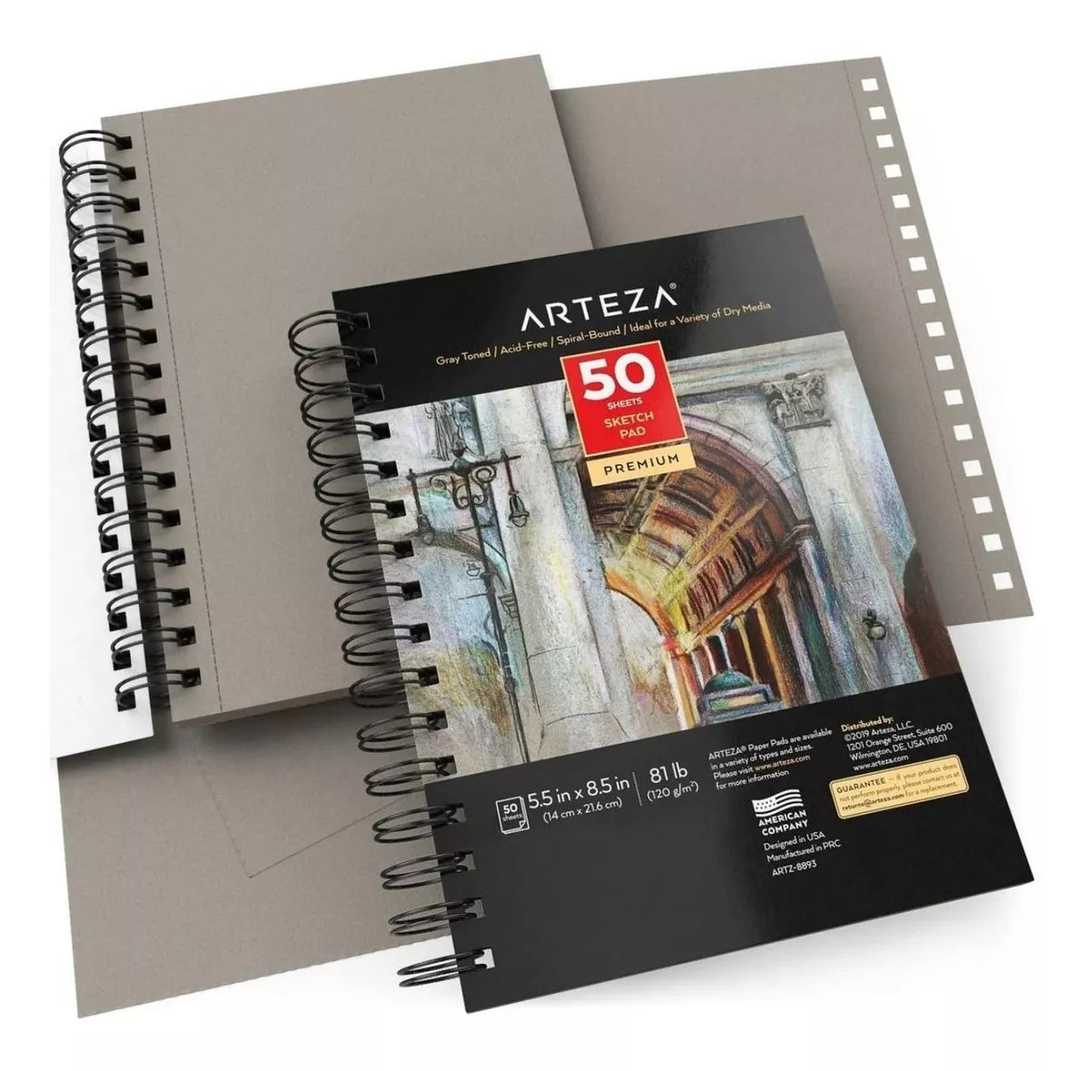 Sketchbook Cuaderno Dibujo Hojas Gris 14x21 Arteza