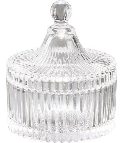 Bowl Bombonera Vidrio Rayas Mediana Labrada Dulcero