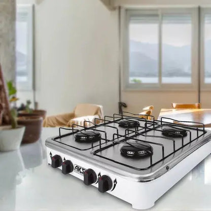 Estufa De Mesa Aksi 4 Quemadores Blanco Acero Inoxidable Color Blanco - Marchante MX