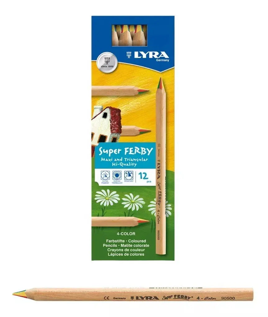 Lápiz Triangular Mina 4 Colores Lyra Super Ferby 12 Piezas - lyra