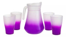 Set Juego Jarra 1.4l Agua Con 4 Vasos Vidrio 325ml Morado