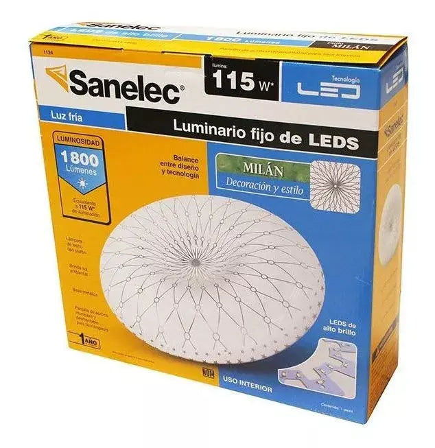 Luminario Fijo Sanelec Linea Milan Led 18w Luz Fría 1124 - Marchante MX