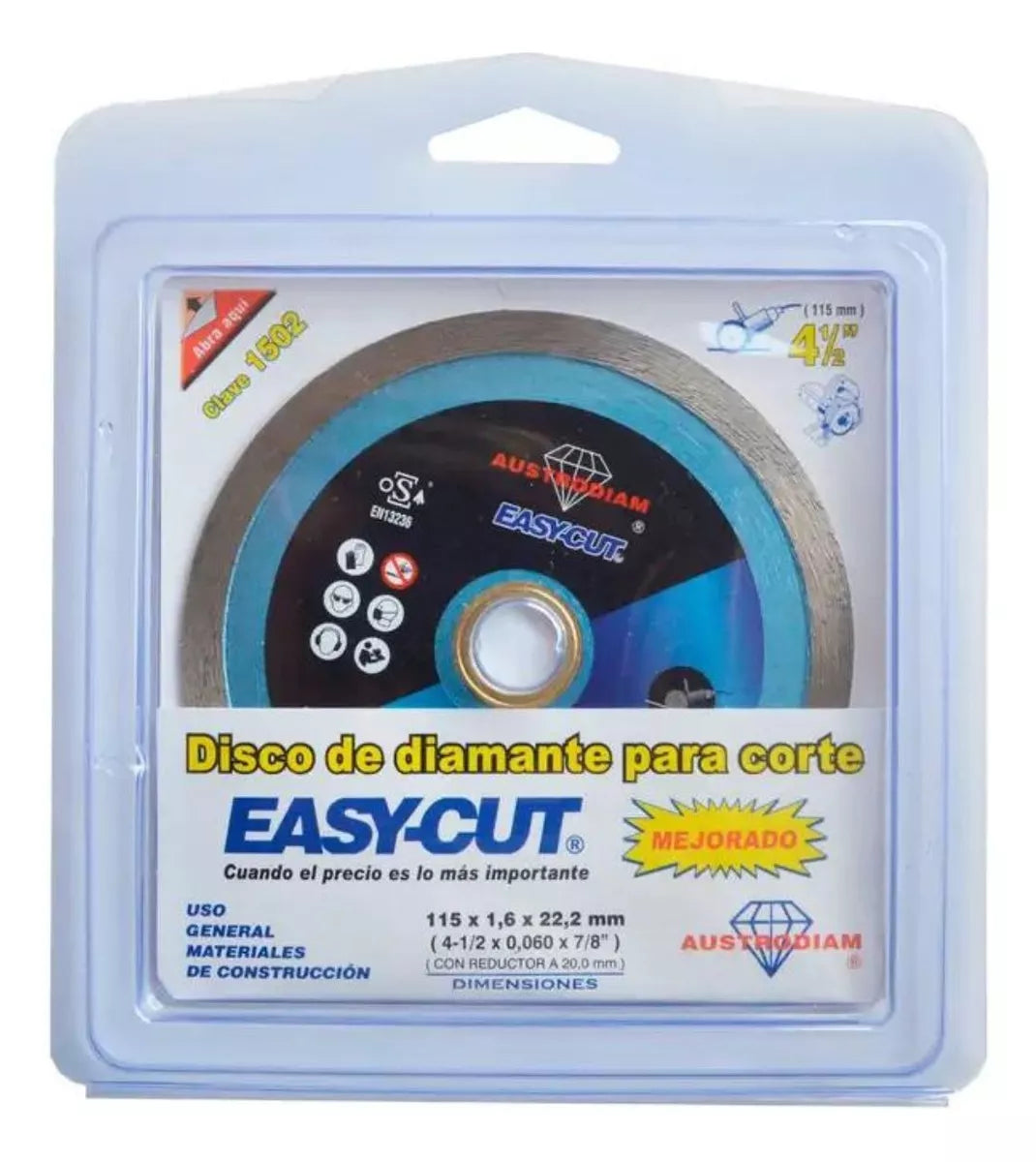Disco Diamante Corte 1502 Austrodiam 4-1/2'' X 7/8'' Azul - Marchante MX