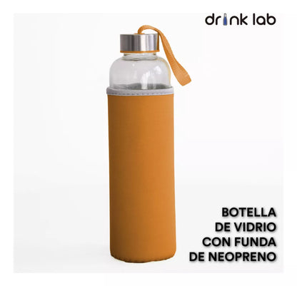 Botella Vidrio Funda Neopreno Agua Sport 600 Ml Resistente