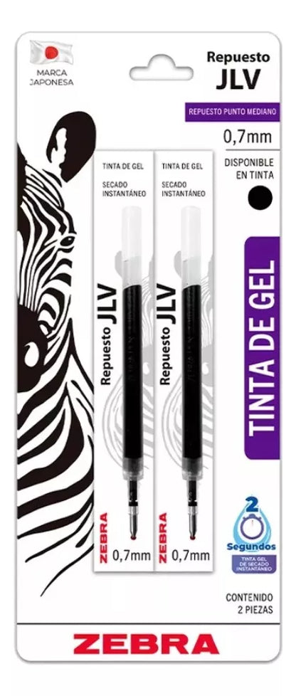 2 Piezas Repuesto Jlv Zebra Bolígrafo Gel Blister 0.7 Mm