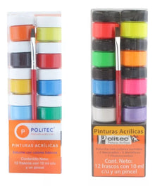 Set Pintura Acrilica Politec 12 Clasicos + 12 Especiales