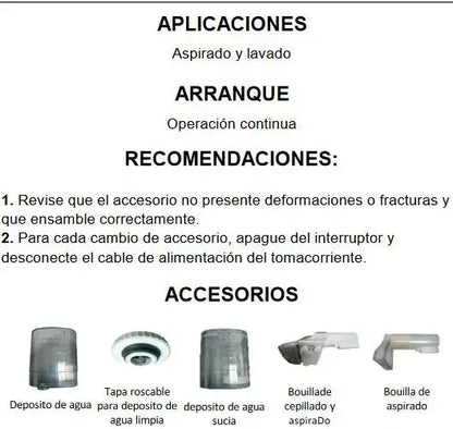 Aspiradora Lavadora Aksi Home Lavtap-450h-ak 1.2L Blanca 110V - Limpieza de Tapicería y Alfombras - Marchante MX