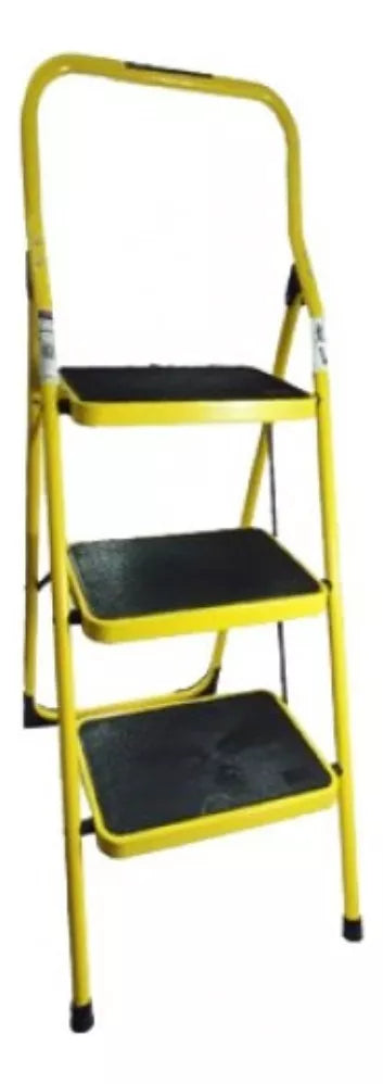 Escalera Personal Peldaños Acero 3 Escalones Amarilla