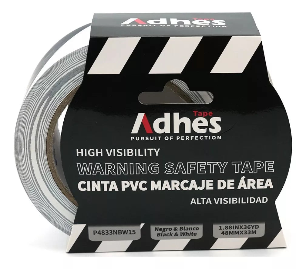 Cinta Advertencia Marcaje Adhes Negro / Blanco 48mm X 33m