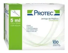 JERINGA PROTEC 5ML 21 G X 32MM CAJA C/100 PZAS - PROTEC