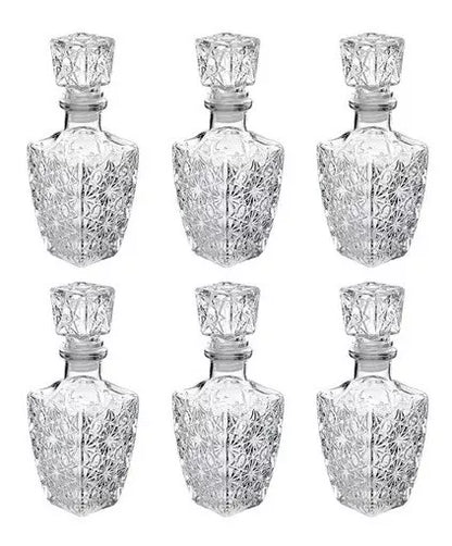 Juego 6 Licoreras Vidrio Cristal Agua Vino 250 Ml Diamante