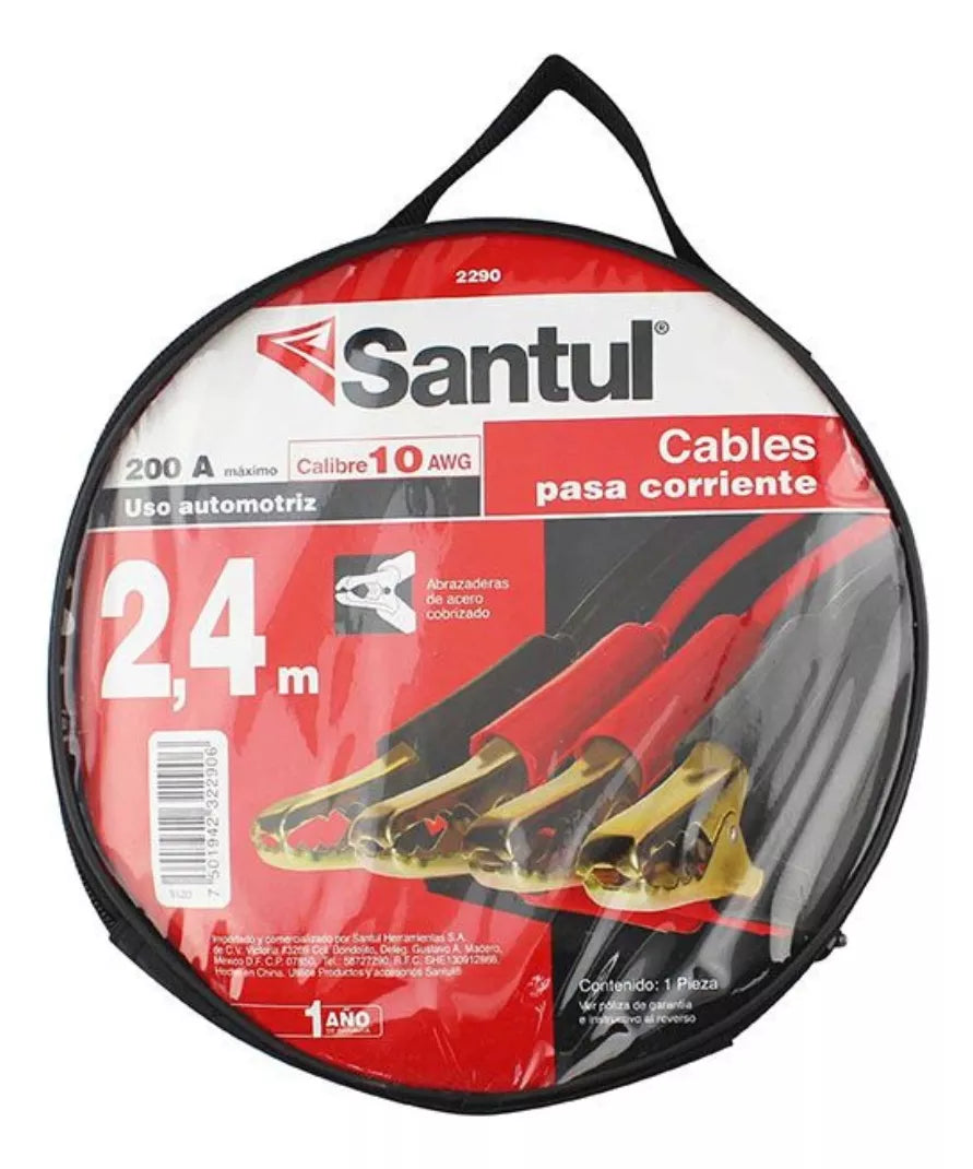 2.4 M Cable Pasa Corriente Calibre 10 Santul Uso Automotriz