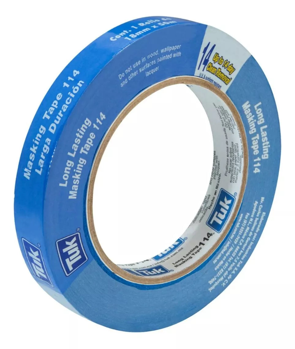 Cinta Masking Tape Tuk 18mm X 50m Azul Larga Duracion