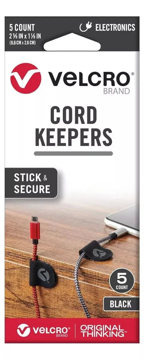 5 Tiras Soportes Cables Velcro® Cord Keepers Negro - Velcro - uso