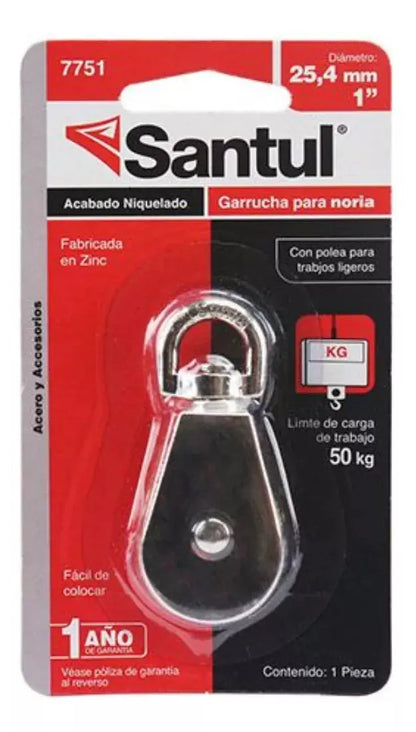 Polea Garrucha Noria 1´´ Diametro Niquelado Santul Polea - Marchante MX
