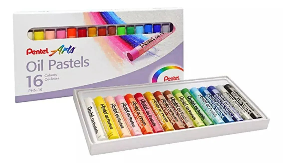 16 Pasteles Gises Tizas Aceite Pentel Arts Redondos Colores - Polvos Holi - vista trasera