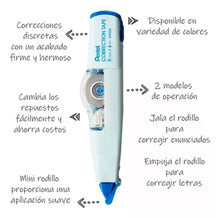 Corrector En Cinta Pentel Con 2 Funciones En 1 Recargable