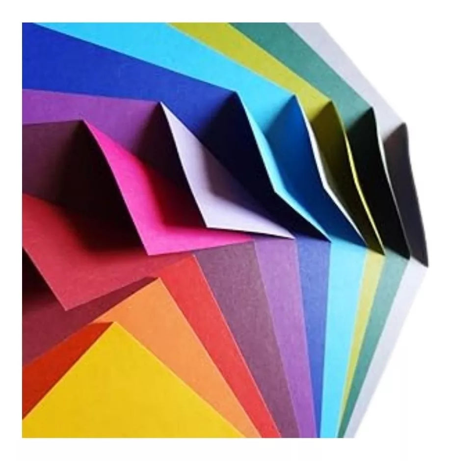 50 Hojas Bicolor Origami Arcoiris Eurocolors Tamaño Carta