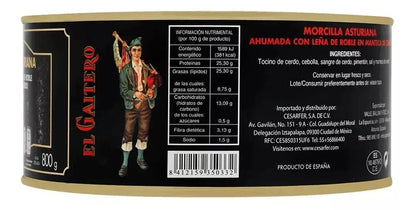 Morcilla Ahumada El Gaitero 1kg Ahumado Leña Alimentos - El Gaitero - detalle
