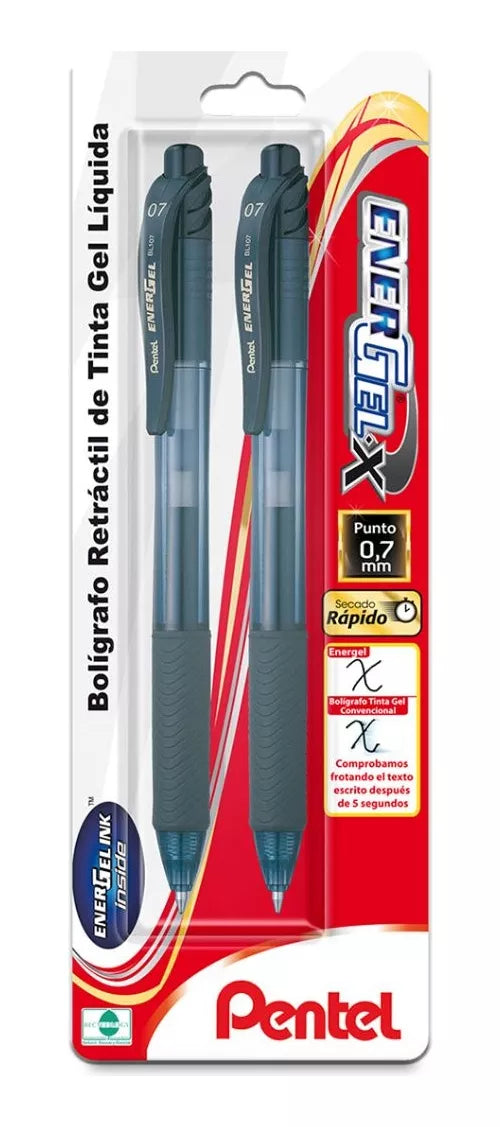 2 Bolígrafos Pentel Energel-x Bl107 Tinta Gel Líquida 0.7mm