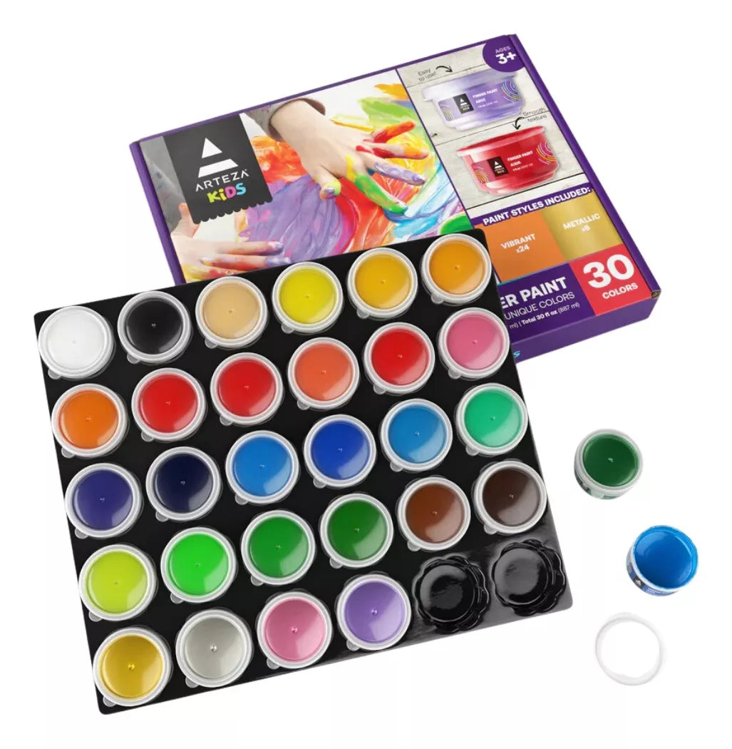 Set 30 Pinturas Dedos Colores Surtidos Arteza 30 Ml