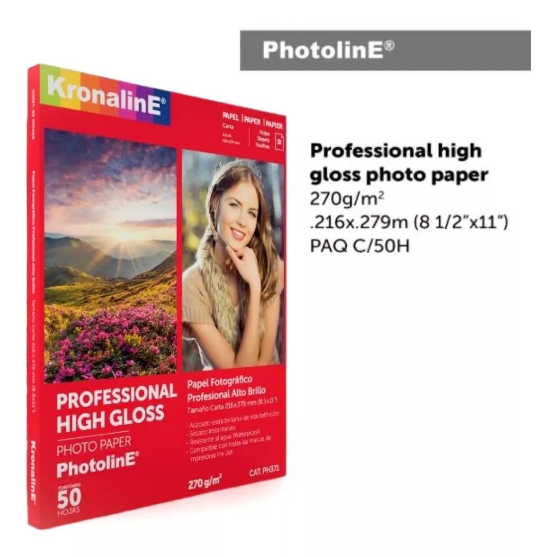 50 Hojas Papel Fotografico Brillante Carta Kronaline Ph371