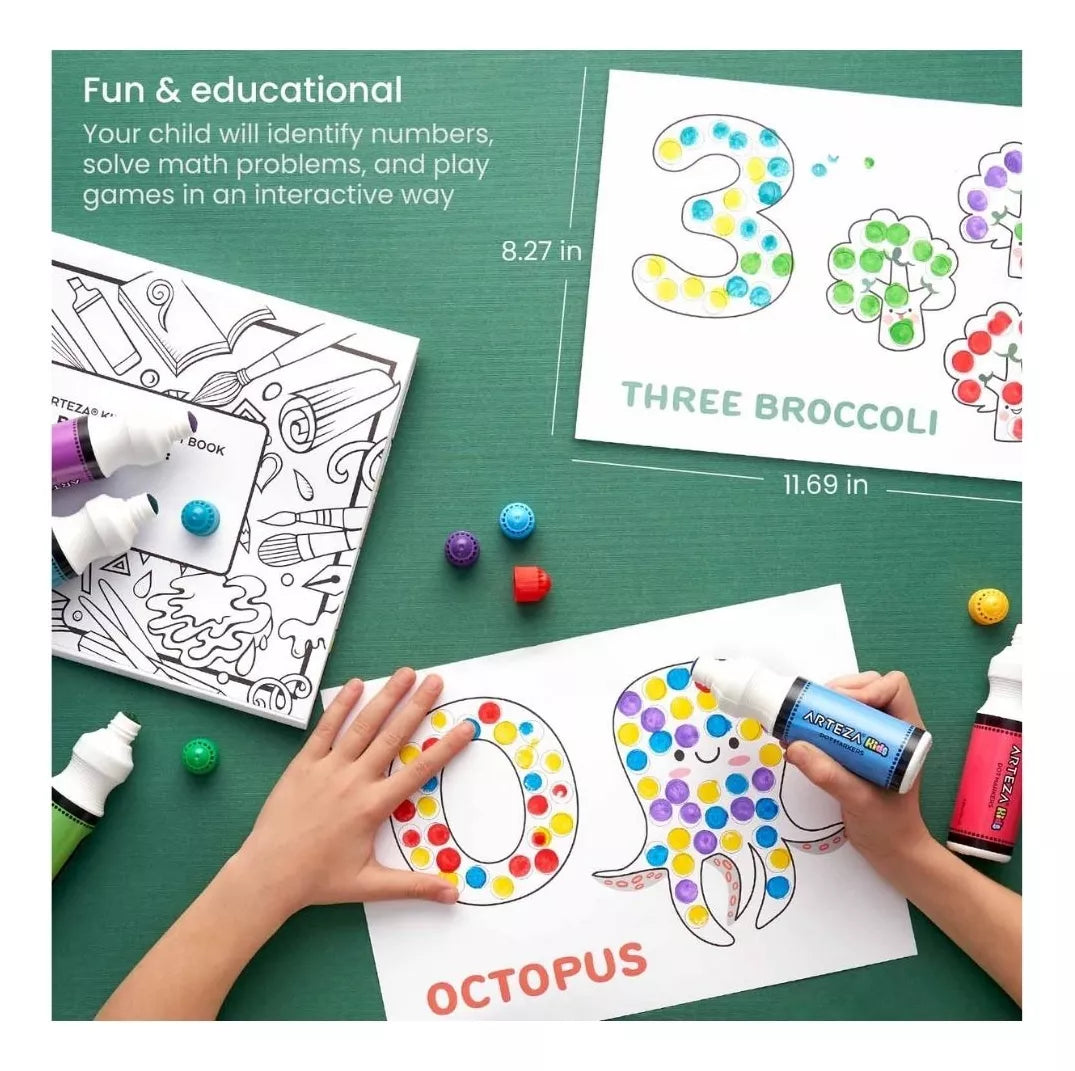 Marcador Puntos Niños 75 Ml + Libro Alfanumerico Arteza