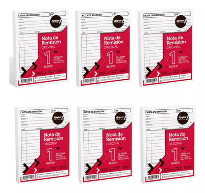 6 Block Nota Remisión 1/4 Rayter 45 Hojas C/u Original 56g