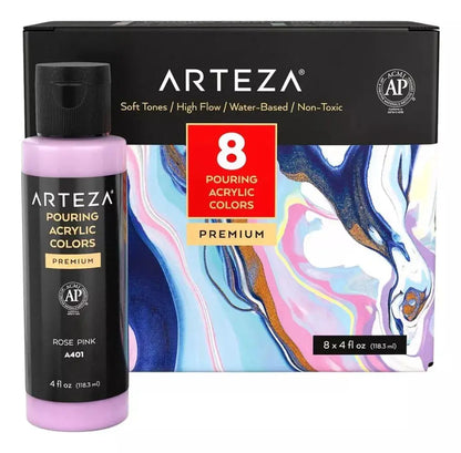 8 Pintura Acrílica Fluido Pouring Vertido 118ml Soft Arteza - Coveme - detalle