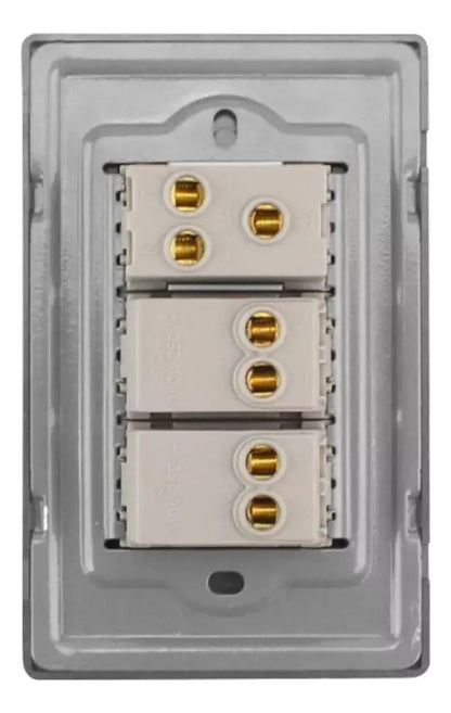 Placa Cordoba Sanelec Cromo Triple Contacto 4641 - Sanelec - vista lateral