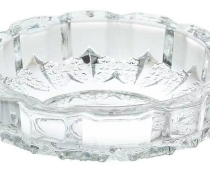 Cenicero Vidrio Redondo Cristal Cortado Labrado Grande