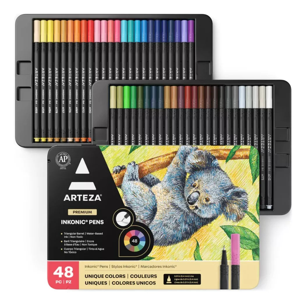 Set 48 Boligrafos Fineliner Inkonic 0.4 Mm Colores Arteza