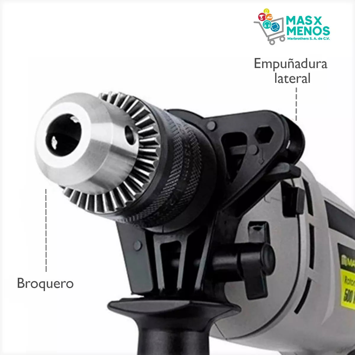 Rotomartillo Gris Aksi 1/2" 500W Profesional Concreto, Madera y Metal