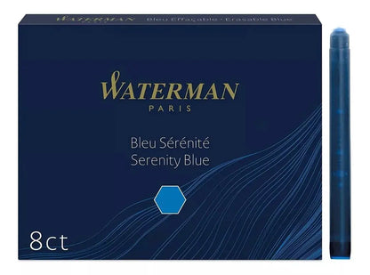 8 Cartuchos Repuesto Tinta Pluma Estilografica Waterman Azul Serenidad - Waterman - vista lateral