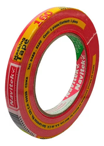 10 Pz Cinta Masking Tape Navitek Rojo 12mmx50m Automotriz